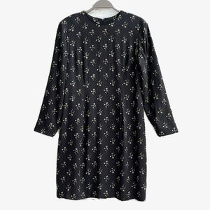 Talbots Vintage Floral Dress Size 12 Womens Dainty Floral Shift Dress Black MIDI